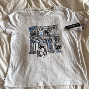 Karl Lagerfeld White T-Shirt with Blue Graphic